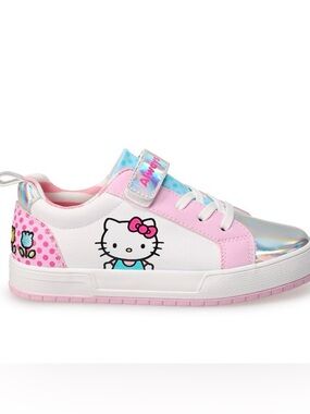 Hello Kitty White, Pink & Blue Kids Sneakers with Holographic Strap